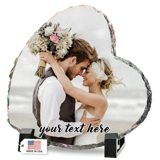 Bemaystar Custom Photo Gifts - Personalized Picture Frame, Stone Rock Slate Plaque Frames, Customized Gifts for Mothers Fathers Day Valentine's Day Wedding Birthday Christmas
