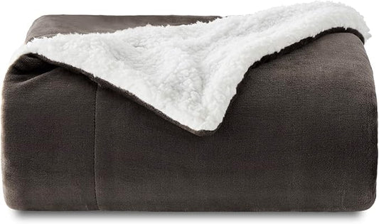 Bedsure Sherpa Fleece Throw Blanket Twin Size for Couch - Thick and Warm, Soft Fuzzy Plush Twin Blanket for Winter, Brown, 60x80 Inches