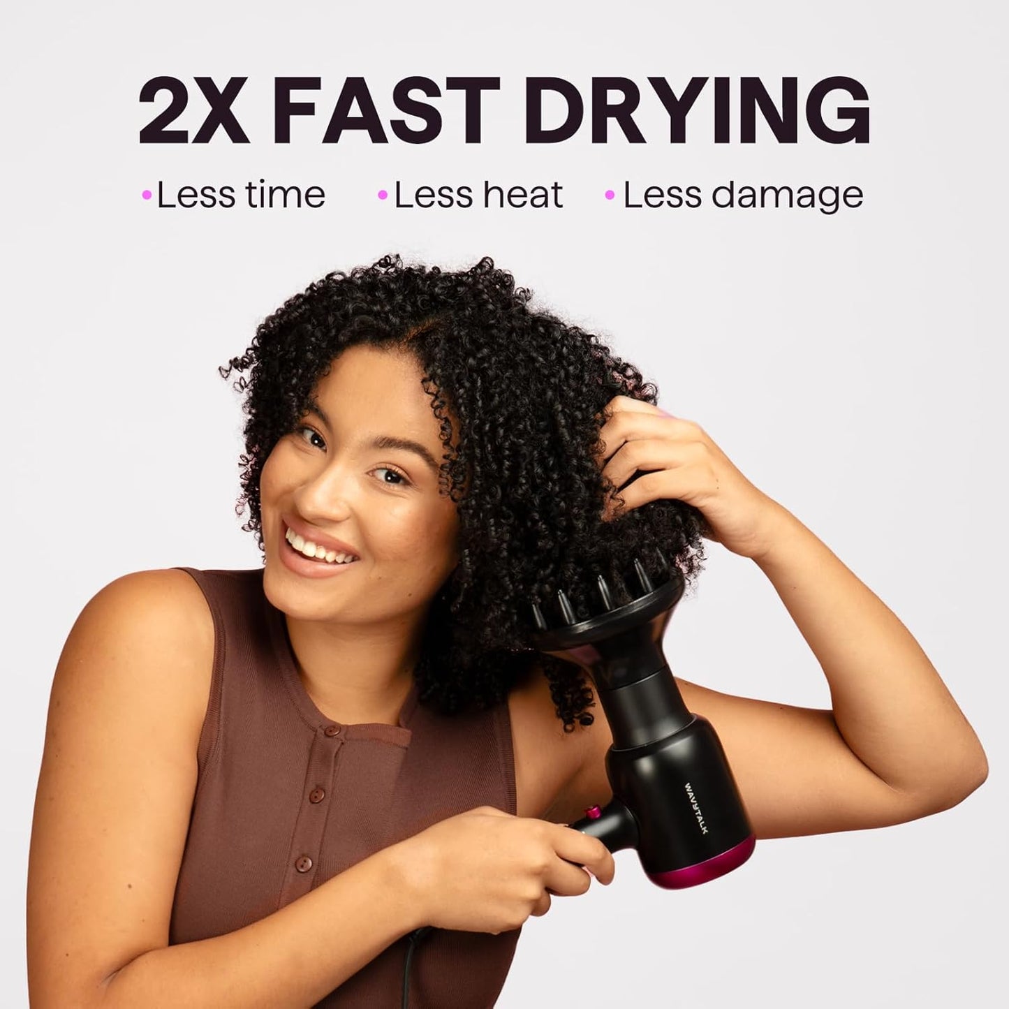 Ionic Hair Dryer for Curly Hair | 1875W Fast Drying | Diffuser & Attachments | Rose Gold