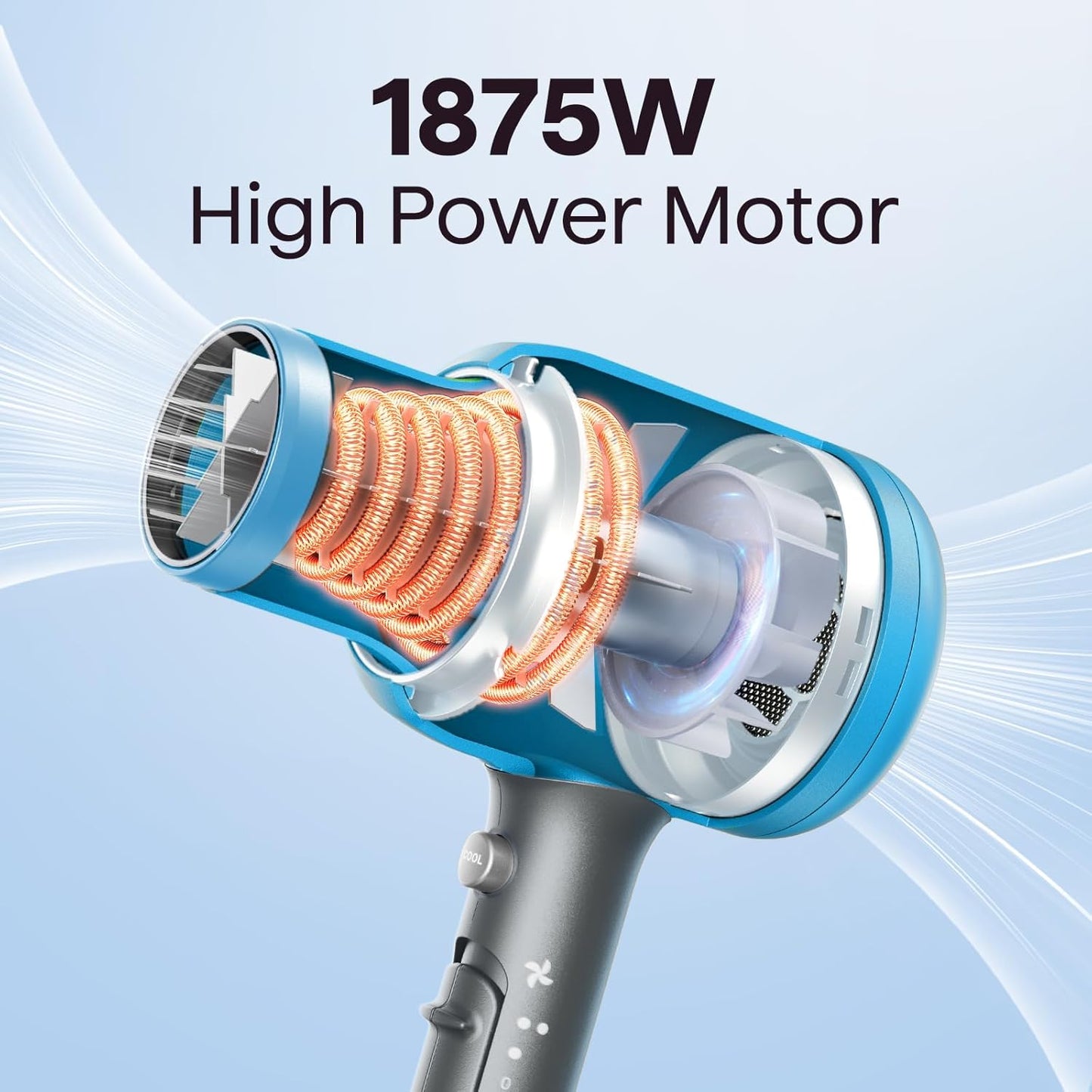 Wavytalk 1875W Ionic Hair Dryer | Diffuser & Attachments for Curly Hair