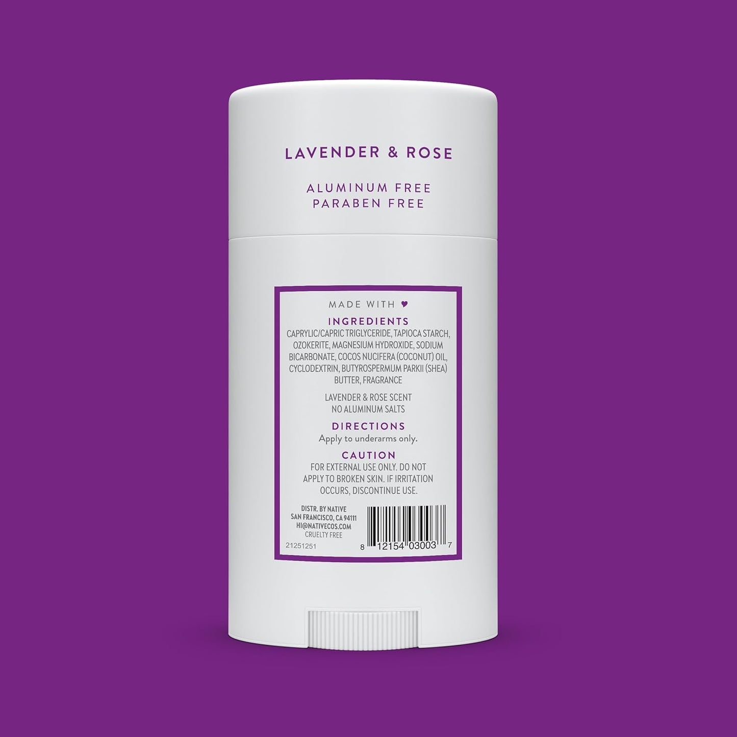 Native Deodorant | Aluminum-Free, 72-Hour Odor Control | Lavender & Rose, Eco-Friendly