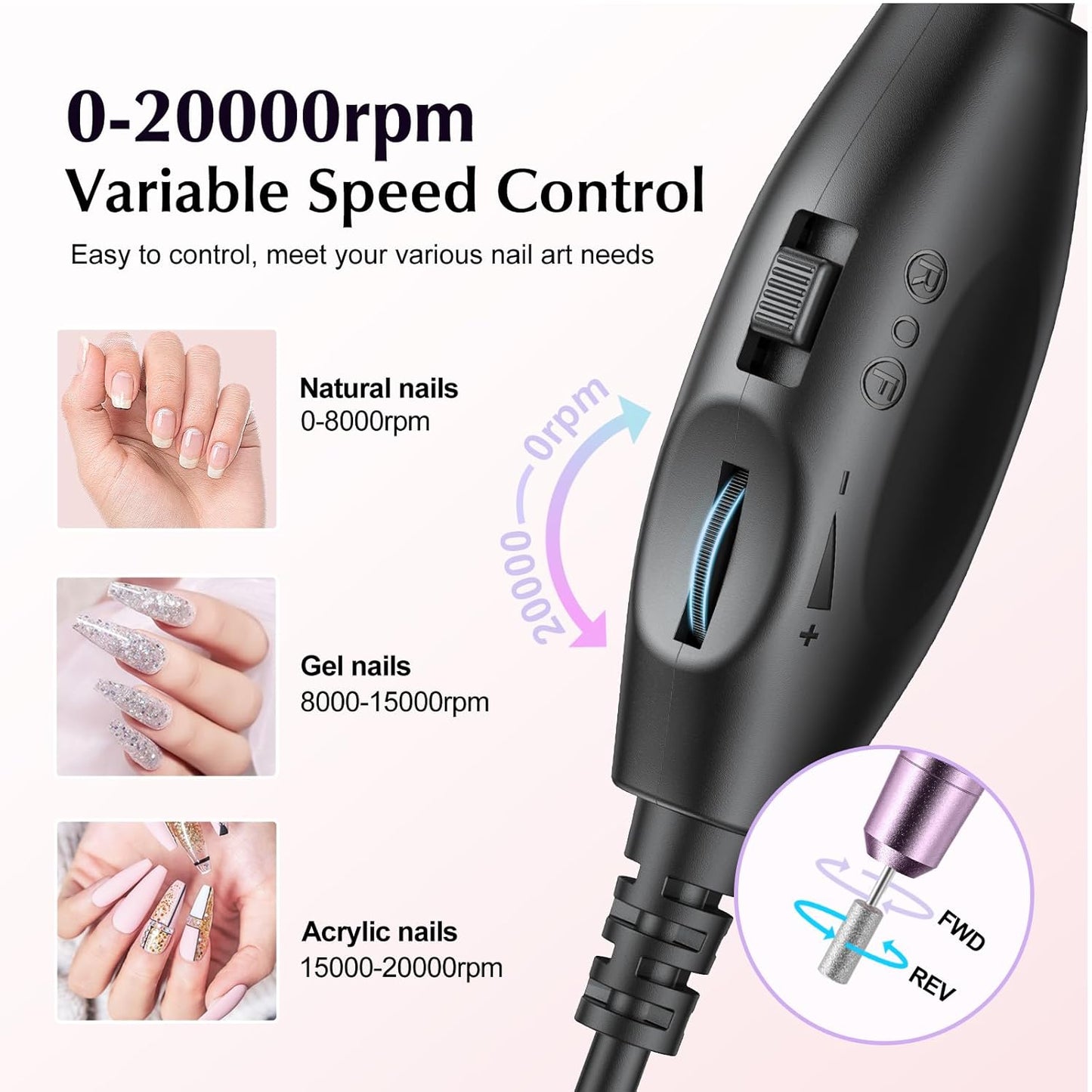 Professional Electric Nail Drill Kit | Portable Acrylic & Gel Nail File Tools