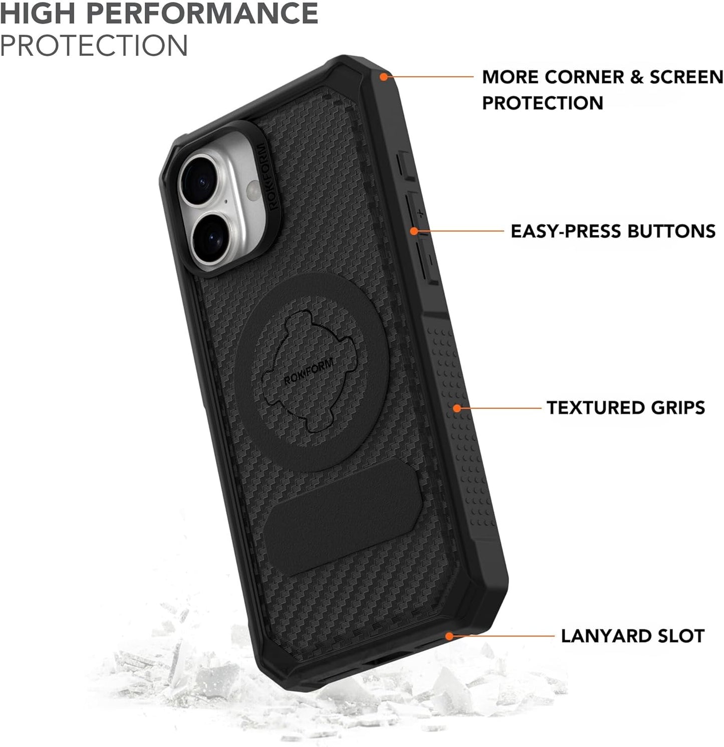 Rokform Rugged Case Compatible with iPhone 16 Pro Max, Magnetic Cover (Black)