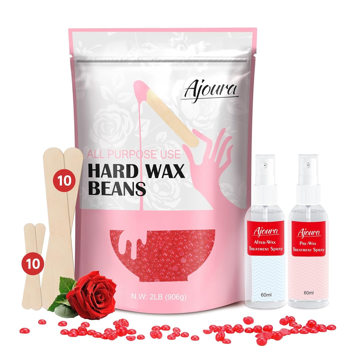 1Lb Hard Rose Wax Beans | Full Body Hair Removal | Refill for Wax Warmer