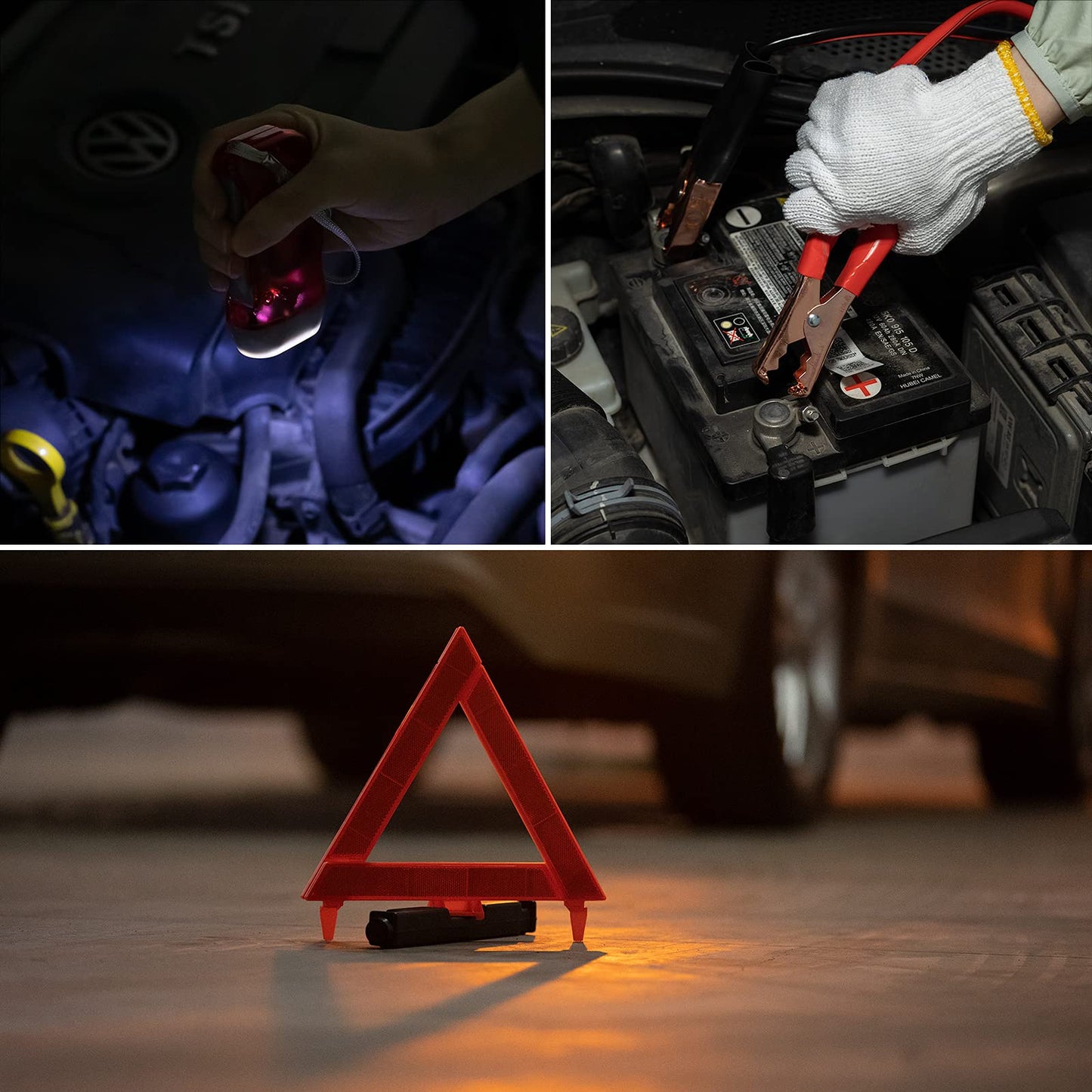 General Medi 127-Pieces Roadside Car Emergency Kit Include Mini First Aid Kit, Jumper Cables,Tow Rope, Bandage, Safety Vest, Emergency Triangle, All in One Pack