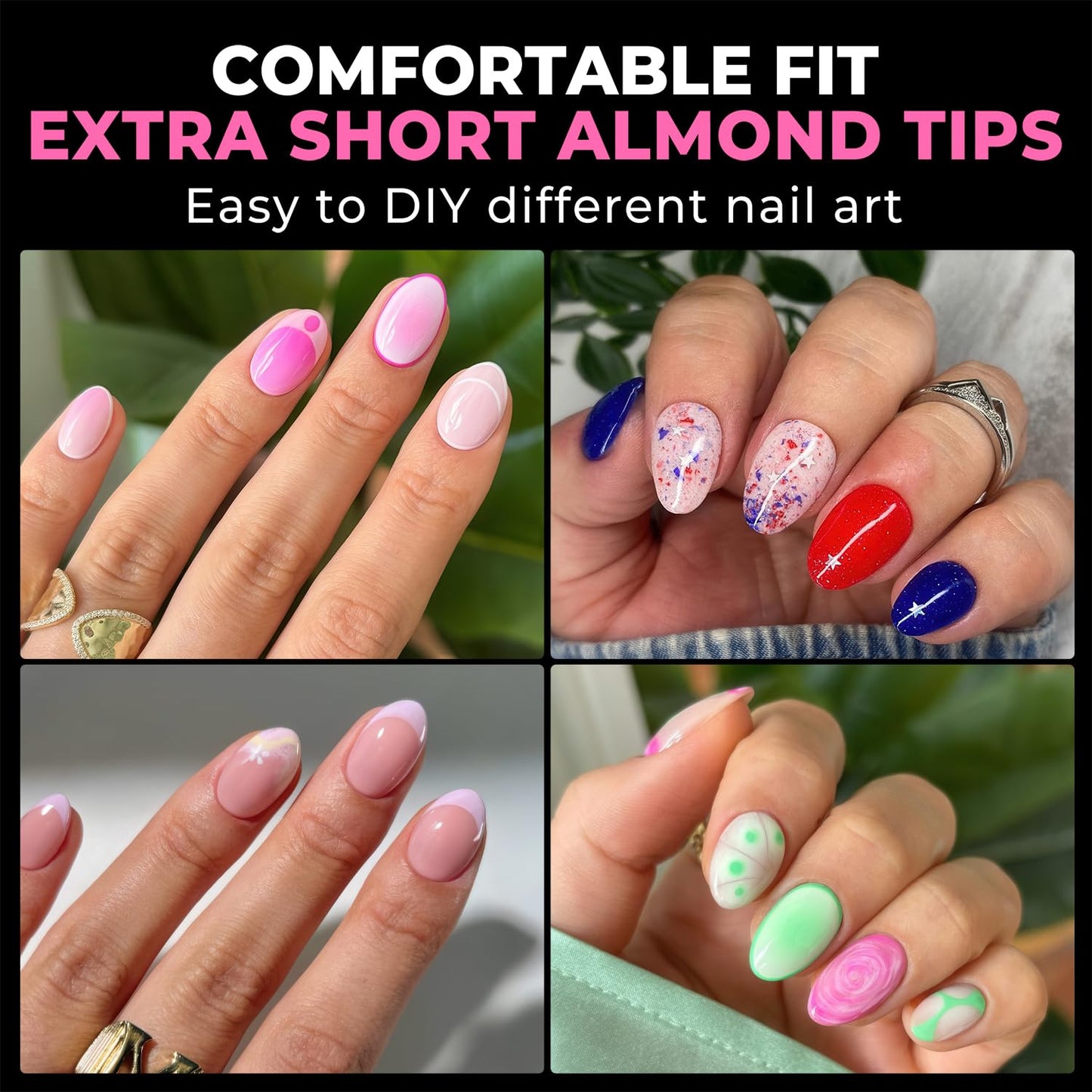 Extra Short Square Fake Nails | 216pcs Gel Tips | Full Cover Acrylic for DIY