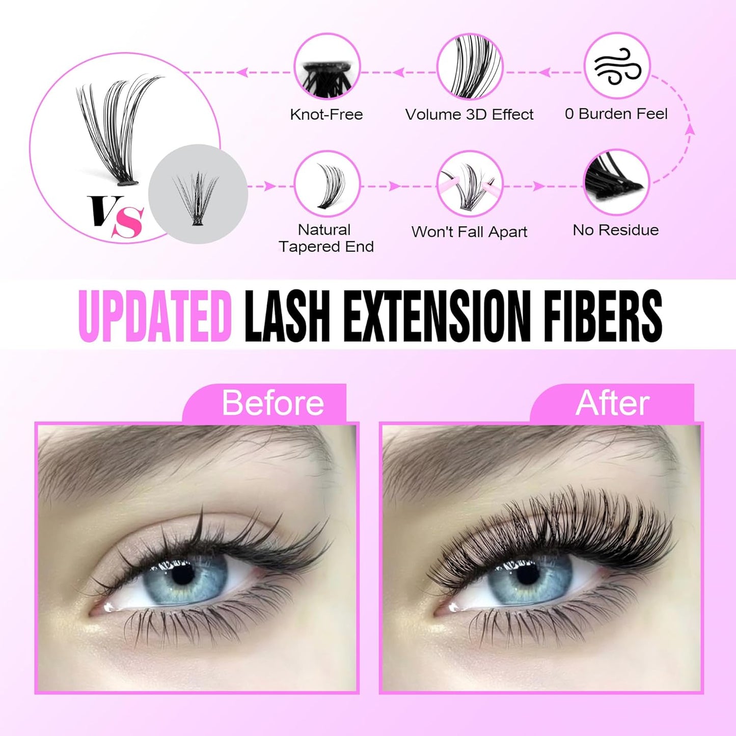 80D Full Volume Eyelash Clusters Kit | DIY Lash Extensions with Bond & Tweezers