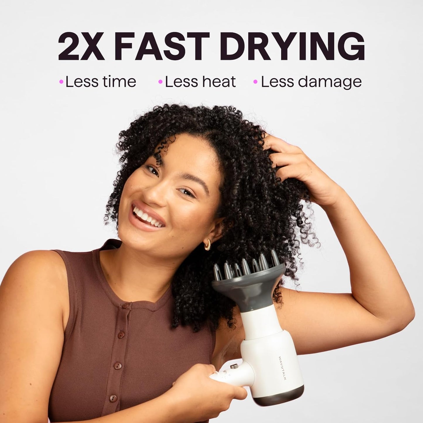 Ionic Blow Dryer for Curly Hair | 1875W Fast Drying with Diffuser | Grey