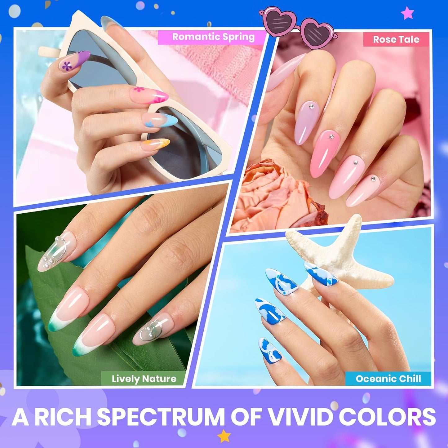 44-Piece Gel Nail Polish Kit | UV Light | 24 Colors | Base & Top Coats | Gifts for Women