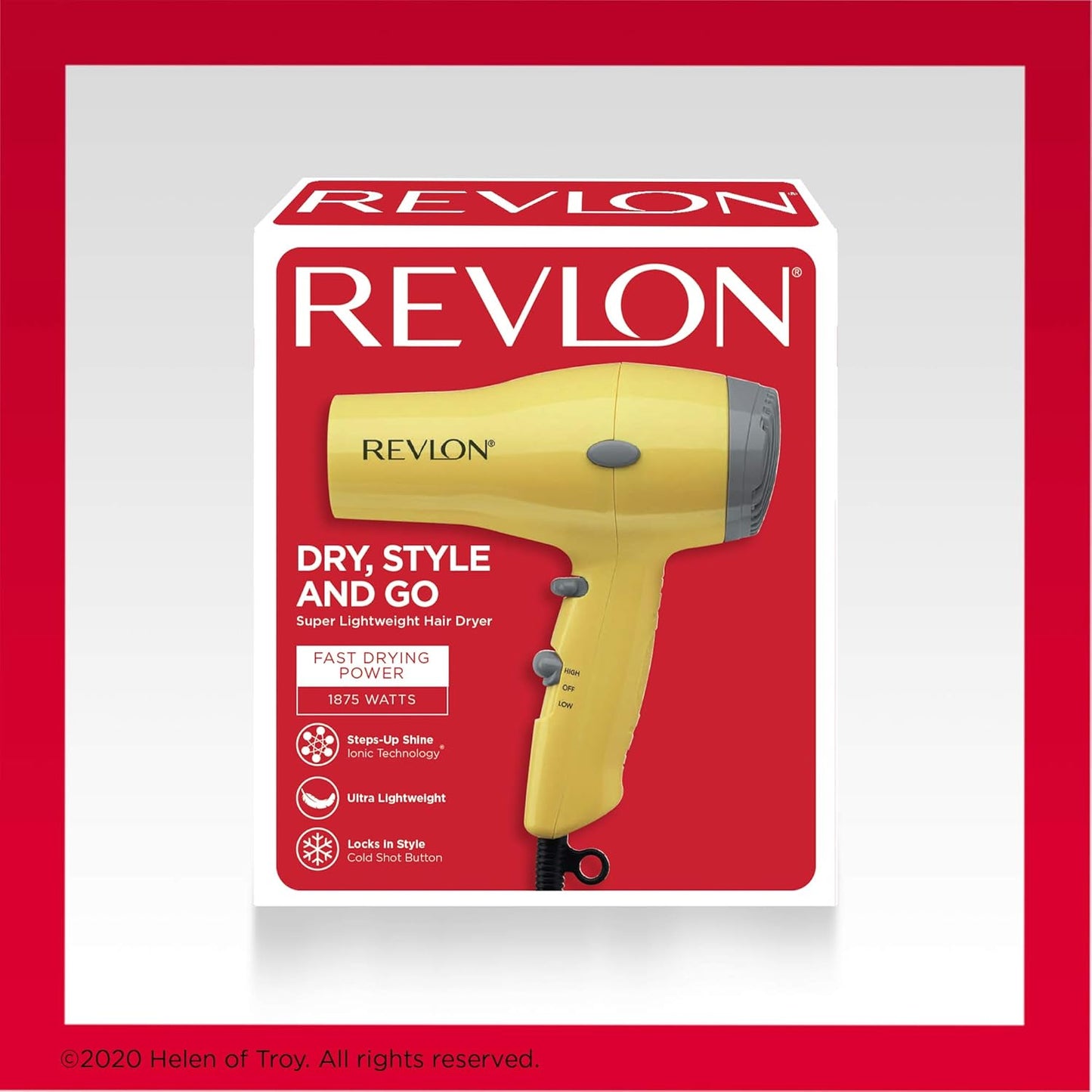 REVLON 1875W Compact Hair Dryer – Lightweight & Travel-Friendly | Yellow