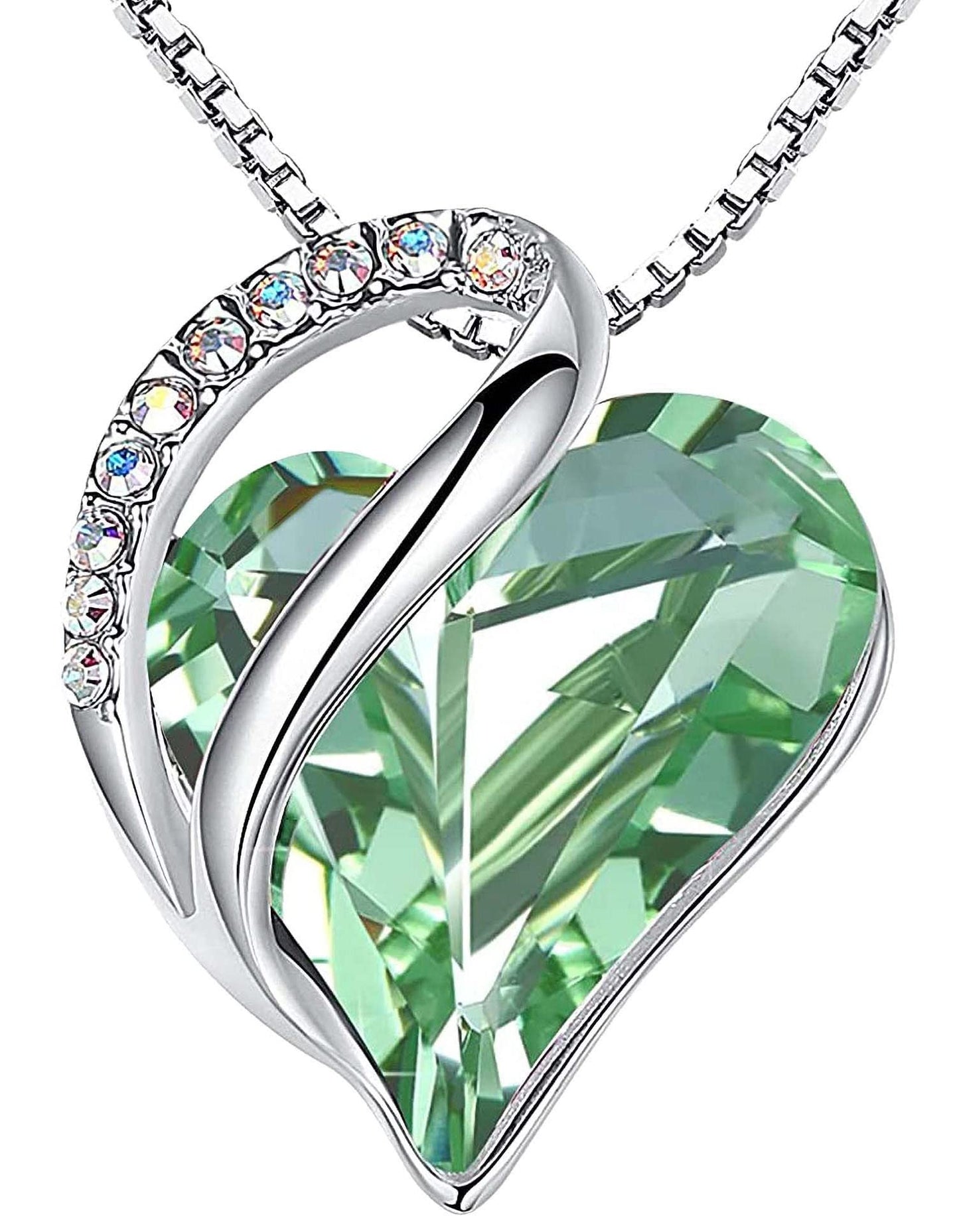 Leafael Valentine's Day Gift Necklaces for Women, Infinity Love Birthstone Heart Crystal Pendant, Birthday Anniversary Jewelry for Wife, Mom, and Her, Silver Plated, 18" + 2" Adjustable Chain