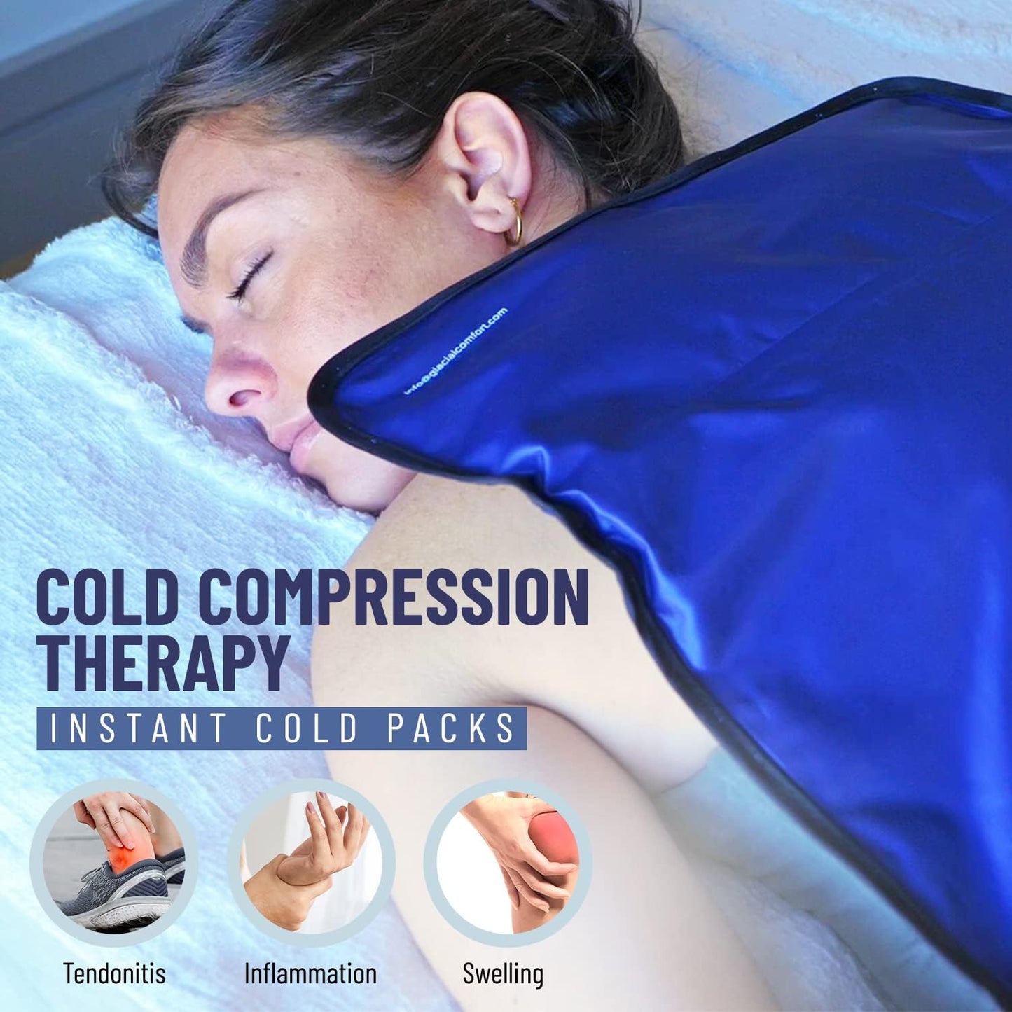 Glacial Comfort Gel Ice Pack for Injuries Reusable - (12" x 8") Cold Pads for Back Pain, Hip, Knee, Shoulder, Muscle Strains, Migraine & Postpartum Recovery with Flex Technology - Compression Pad.