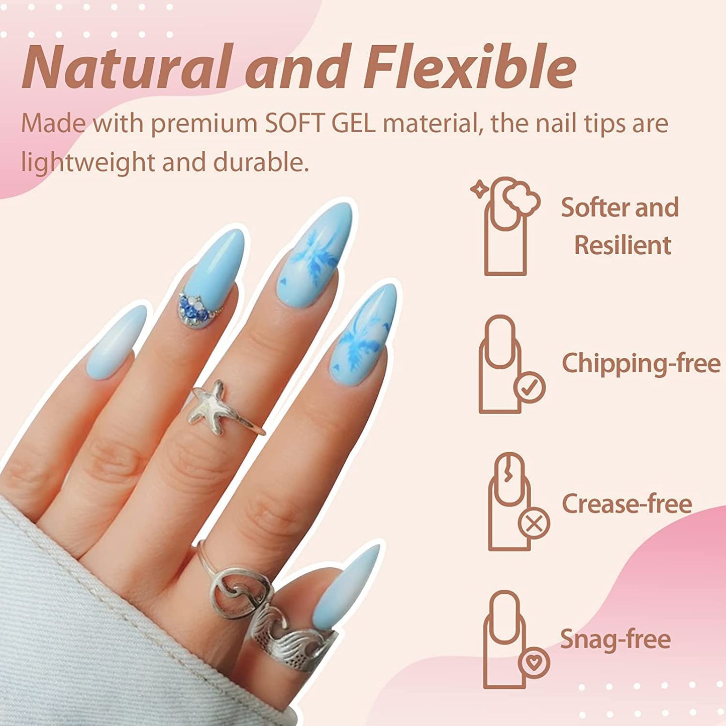 UNA GELLA 504Pcs Short Coffin Gel Press-On Nails | Pre-Etched For Women