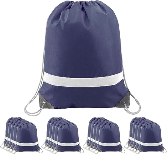 BeeGreen Drawstring Backpack Bags 20,30,50 Packs Reflective String Bags for Gym Sport Trip Cinch Sack DIY for Women Men