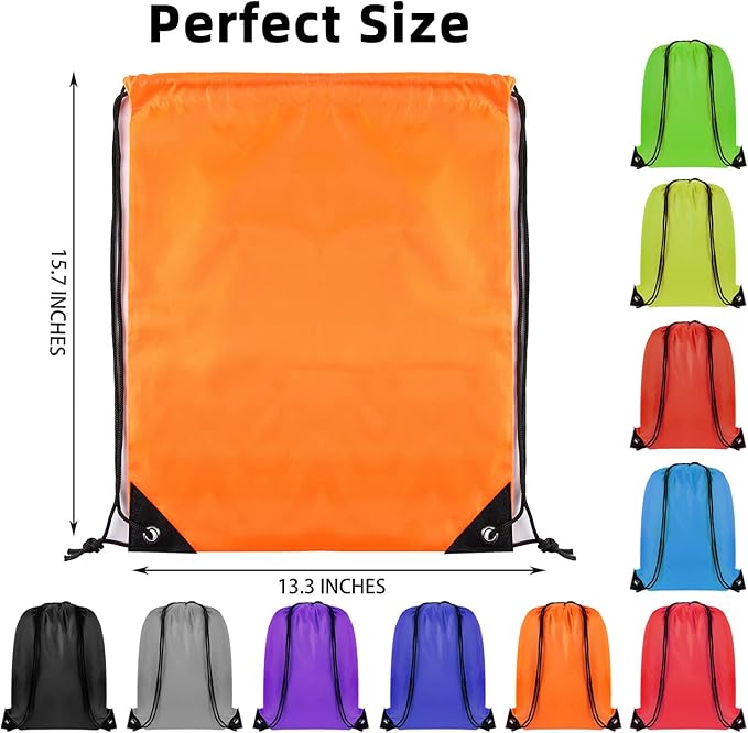 GoodtoU Drawstring Backpack Bulk, 100 Pcs Draw String Bags Cinch Bag Drawstring Gym Bag Sackpack Drawstring Bags for Women Men, 10 Colors