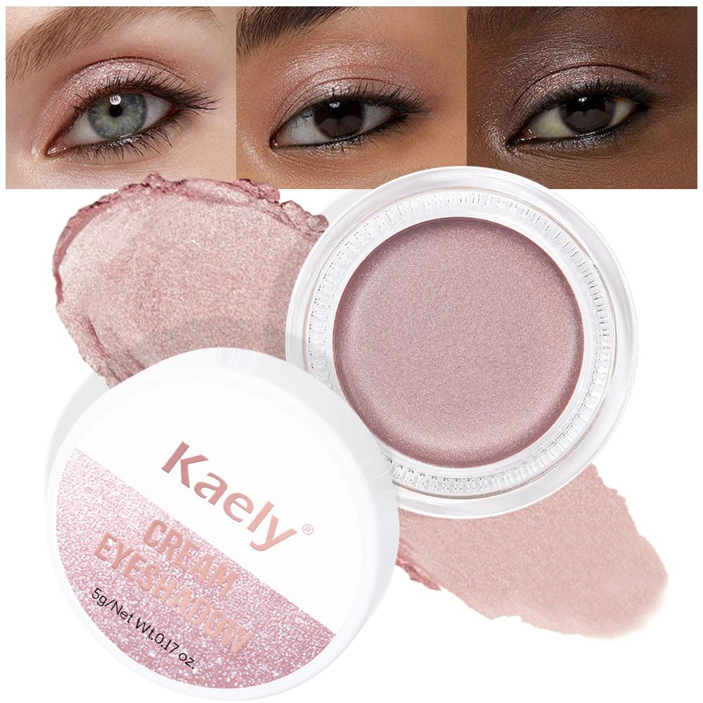 evpct Single Cream Eye Shadow Makeup Pallette Brightener, Champagne Shimmer Glitter Metallic Monochrome Mini Eyeshadow Palette Highly Pigmented Waterproof Blendable sombras en crema para ojos 17