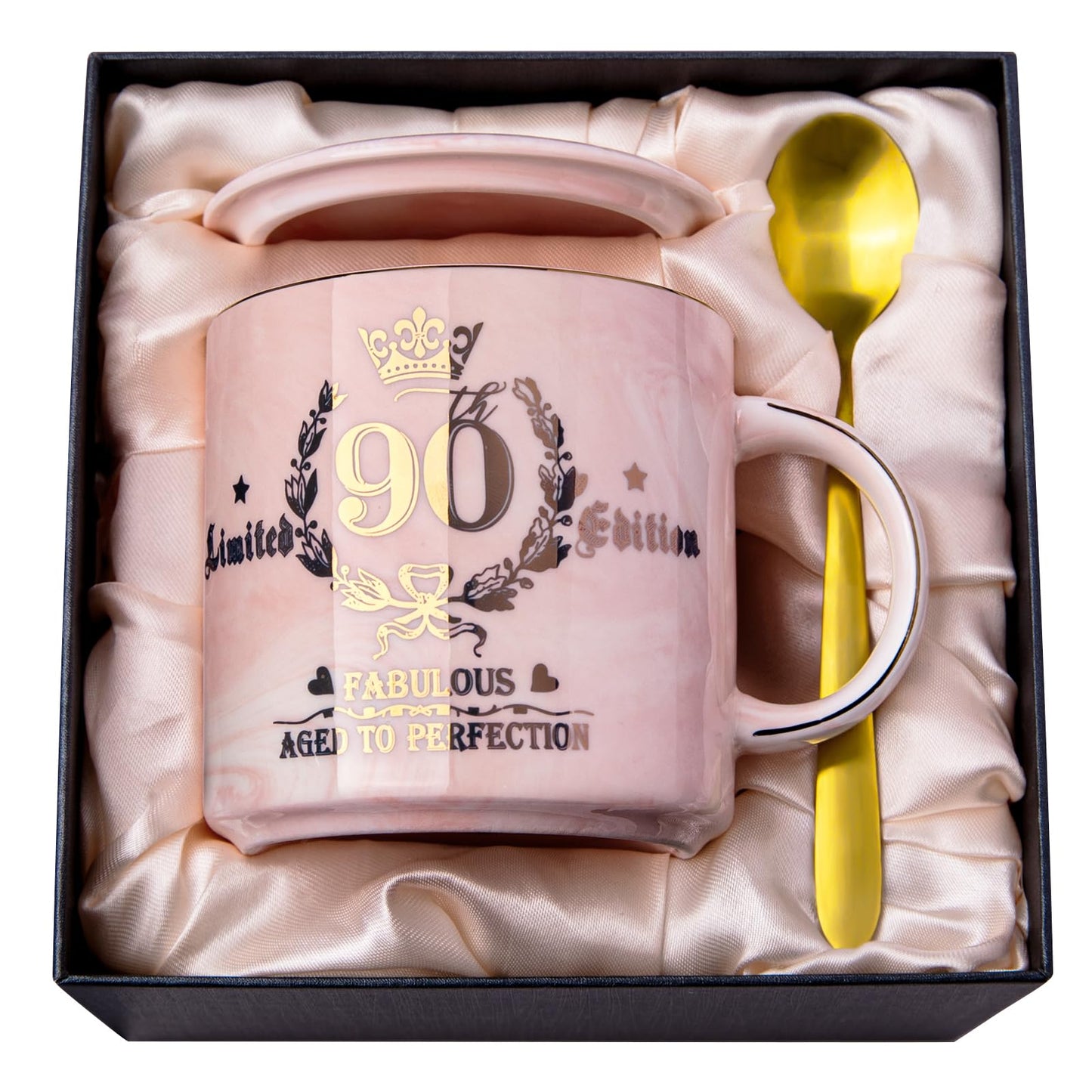 Best Friend Birthday Gifts for Women, Friendship Gifts for Women, Unique Birthday Valentines Day Gift Ideas for Her, Friends Female, Besties, BFF Ceramic Marble Coffee Mug Gift Box Printed Gold 14 oz