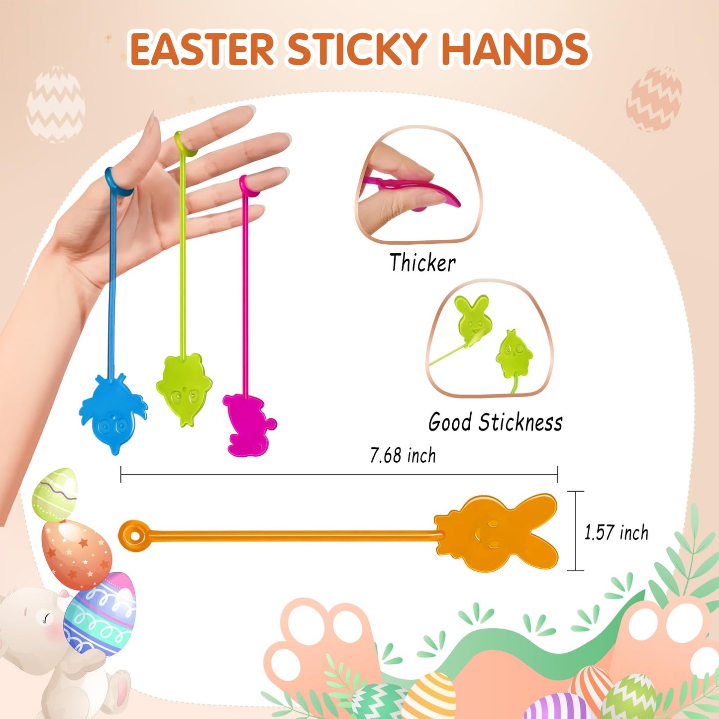 Valentines Sticky Hands Bulk 48PCS Valentines Day Gifts for Kids Classroom Prizes Valentines Party Favors for Kids Stretchy Heart Sticky Hand Toy Valentines Day Goodie Bag Stuffers Kid Party Supplies
