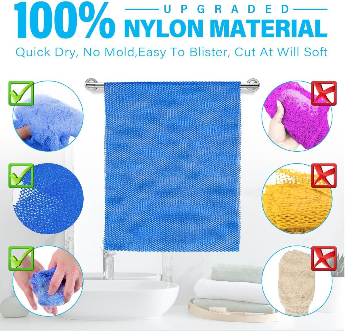 Exfoliating African Bath Sponge | Long Net Body Scrubber | Green