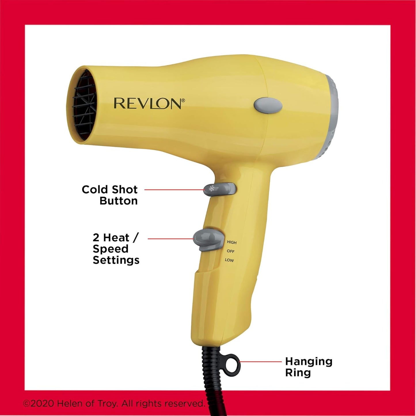 Revlon 1875W Compact Hair Dryer – Lightweight & Travel-Friendly | Black | 2-Pack
