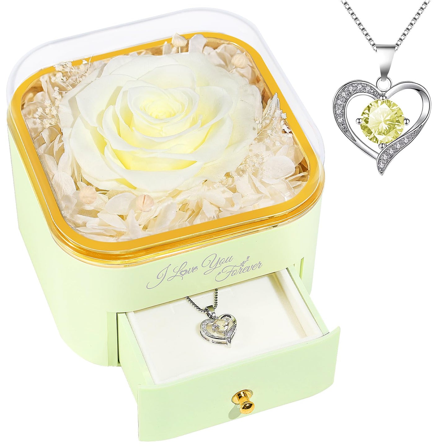 Beferr Valentines Day Gifts for Her Preserved Real Rose with Necklace Eternal Roses Forever Flowers for Delivery Prime Mothers Anniversary Birthday Gifts for Women Mom Grandma Wife Daughter Girlfriend