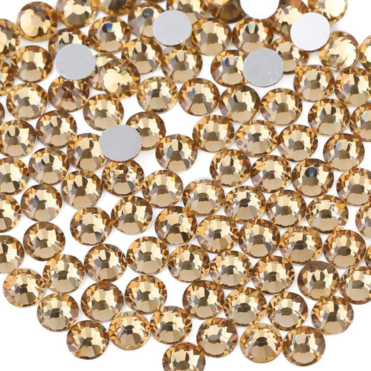beadsland Flat Back Crystal Rhinestones Round Gems, Lt Colorado Topaz (2.3-2.5mm) SS8/1440pcs