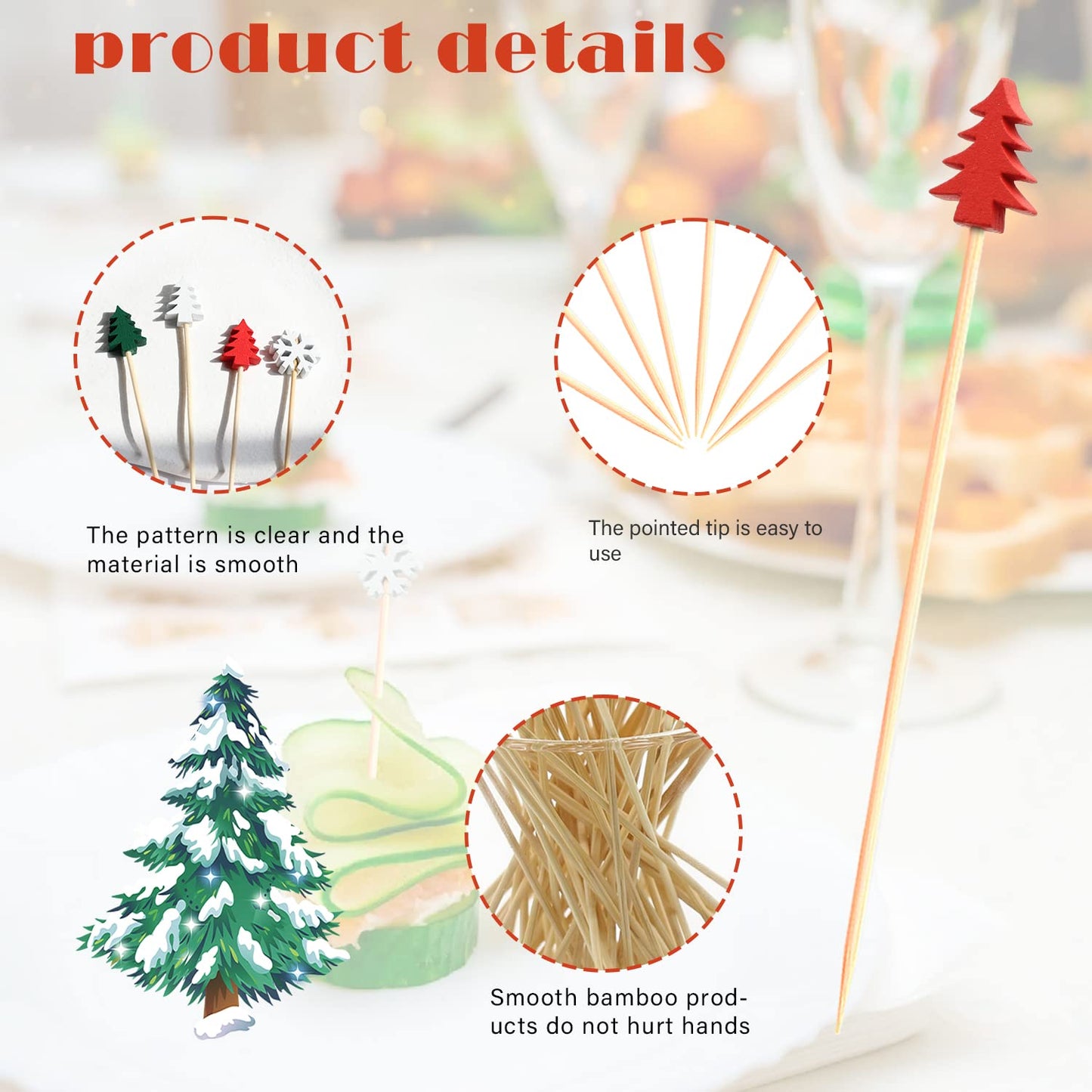 100pcs Red Heart Cocktail Picks 4.7" Long Fruit Sticks Food Toothpicks Sandwich Appetizer Charcuterie Skewers, Handmade of Bamboo Wood, for Birthday, Wedding, Valentines Day Decoration Party Supplies