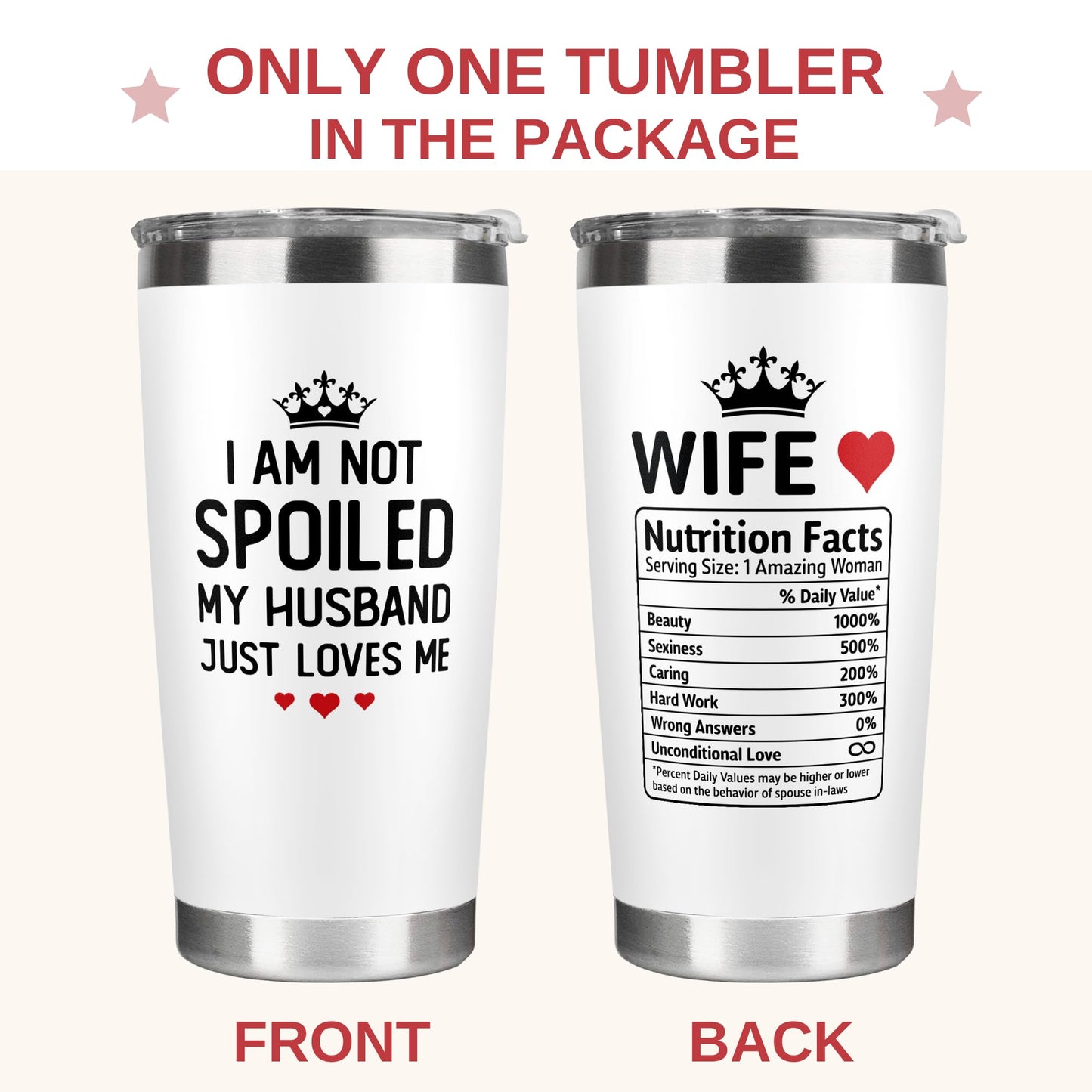 KatAndNat Valentines Day Gifts for Her - Valentines Day Gifts for Wife from Husband - Wedding Anniversary for Women, Birthday, Mothers Day, Christmas Romantic Gift for Wife - 20 Oz White Tumbler
