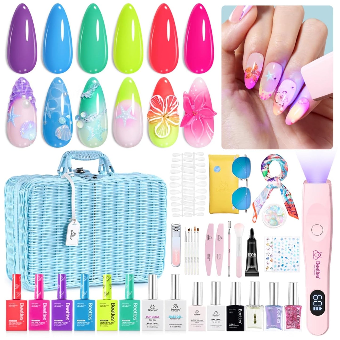 45 Colors Gel Nail Polish Kit | UV Light & Nail Tools | Travel-Friendly Gift for Women