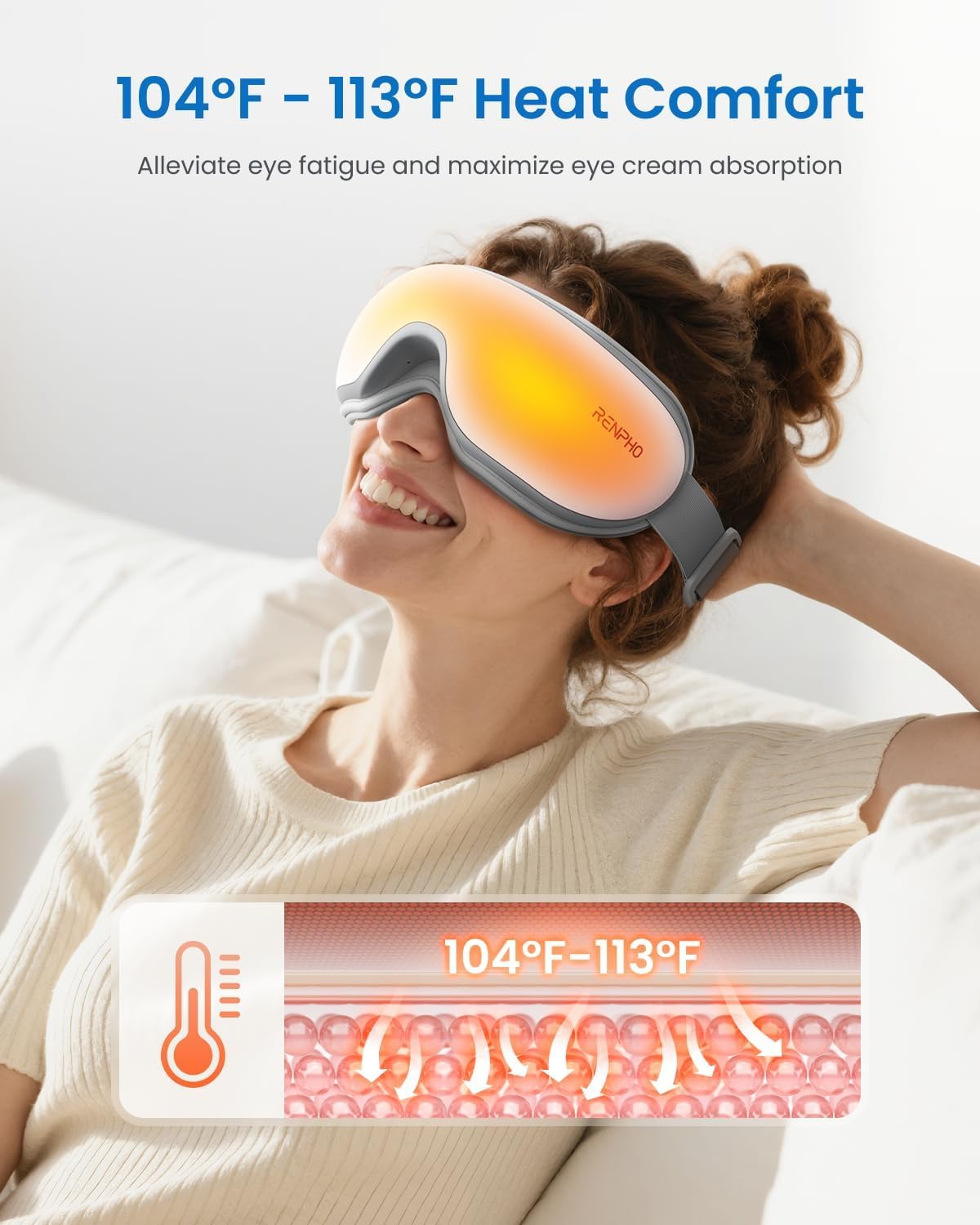 RENPHO Eye Massager with Heat, Valentines Day Gifts for Her Him Birthday Gifts for Women Mom, FSA Eligible HSA Eye Mask for Migraine,Sleep Mask for Dry Eyes Relax, Handheld Massager Eyeris 1