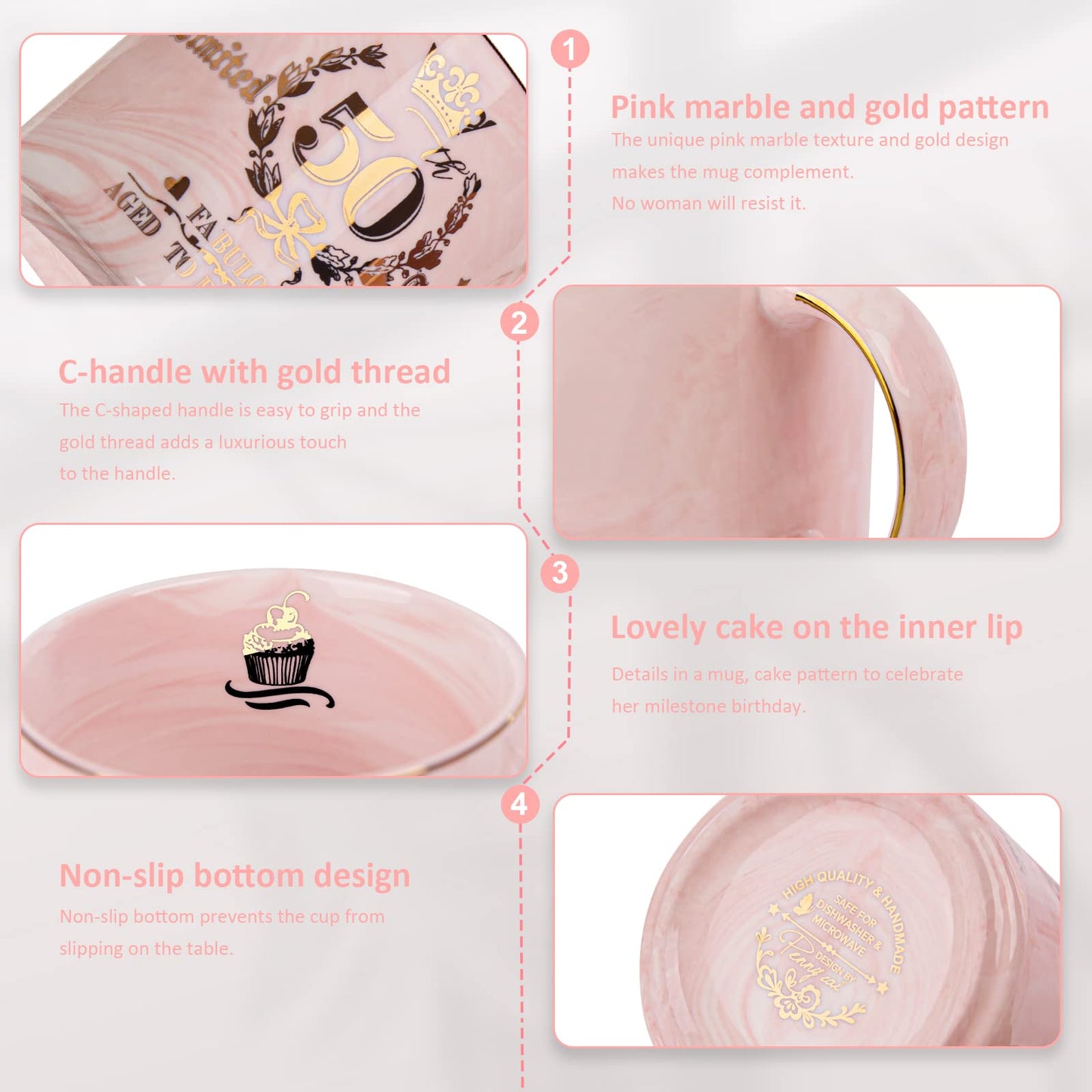 Best Friend Birthday Gifts for Women, Friendship Gifts for Women, Unique Birthday Valentines Day Gift Ideas for Her, Friends Female, Besties, BFF Ceramic Marble Coffee Mug Gift Box Printed Gold 14 oz