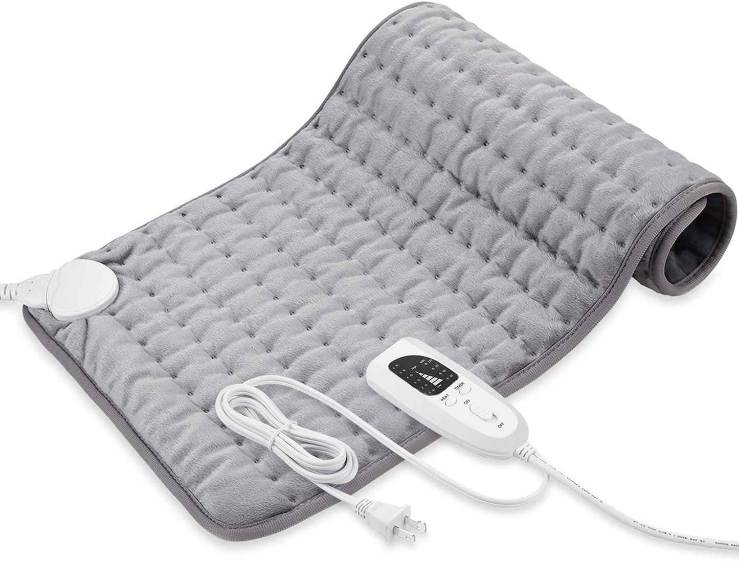 Heating Pad,Electric Heating Pads for Back,Neck,Abdomen,Moist Heating Pad for Shoulder,Knee,Arms,Legs,Dry/Moist Heat & Auto Shut Off,Birthday Gifts for Men and Women(Light Gray, 24''×12'')