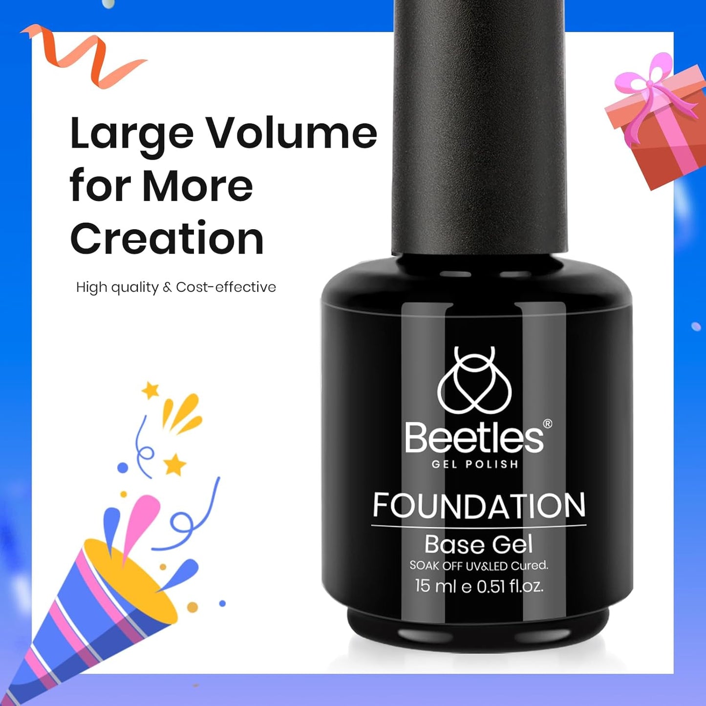 Beetles 3Pcs Builder Nail Gel Set | 15ml No Wipe Top Coat & Base Coat | Long-Lasting Shine for Women