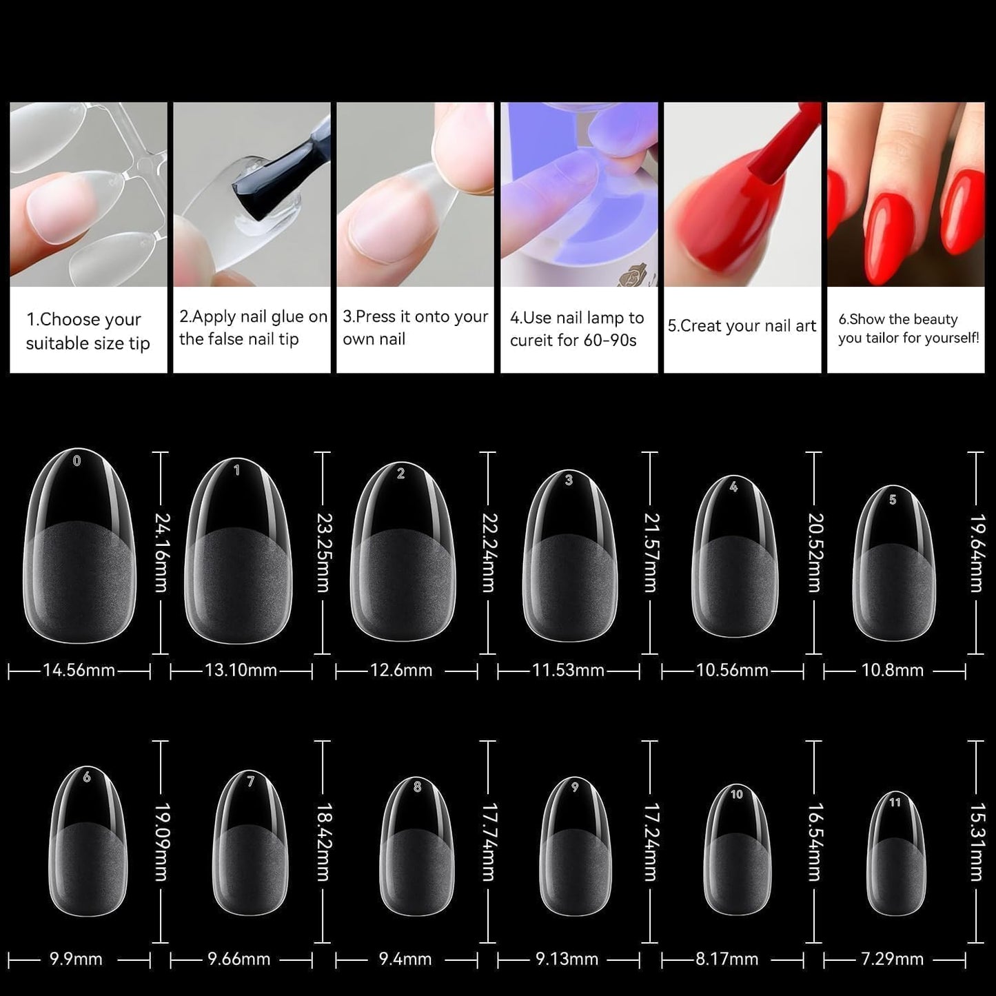 UNA GELLA 504Pcs Short Coffin Gel Press-On Nails | Pre-Etched For Women