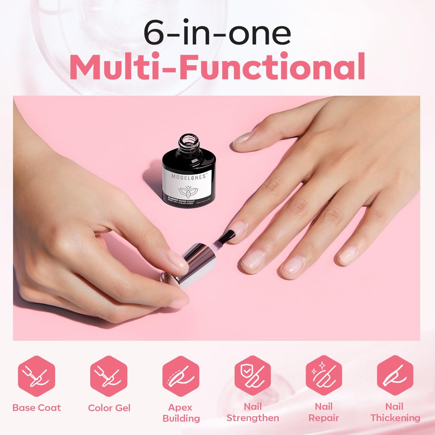 Milky White Rubber Gel Base Coat | 6-in-1 Builder for Strong Nails