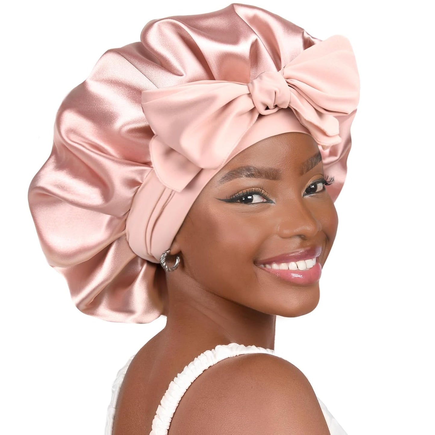 Silk Sleeping Bonnet for Women | Double Layer Satin Lined | Curly Hair | Yellow