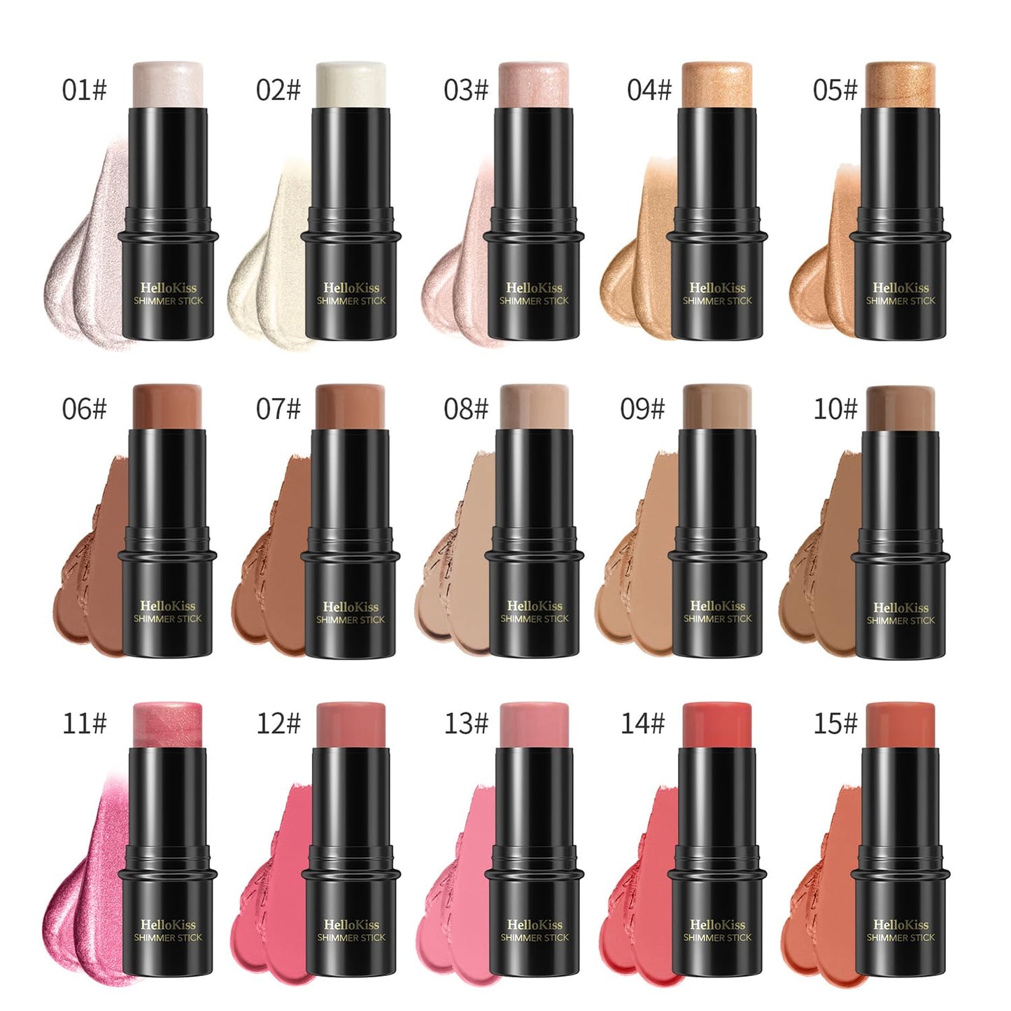 3 Pcs Cream Contour Stick Makeup Kit, Shades with Highlighter, Blush and Bronzer Contour Stick for Sculpt the Cheeks, Waterproof, Matte & Dewy Finish (Universal,#03+#08+#13)
