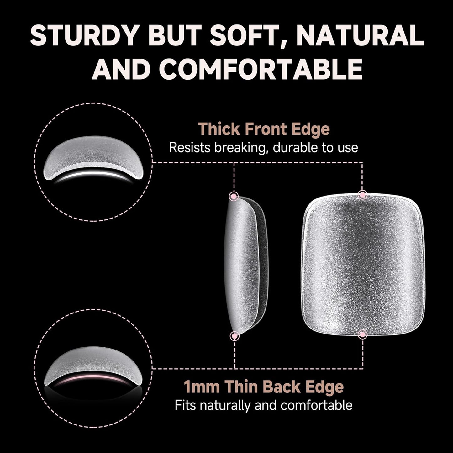 Short Coffin Press-On Nails | 216pcs Gel Tips for DIY Acrylic Extensions