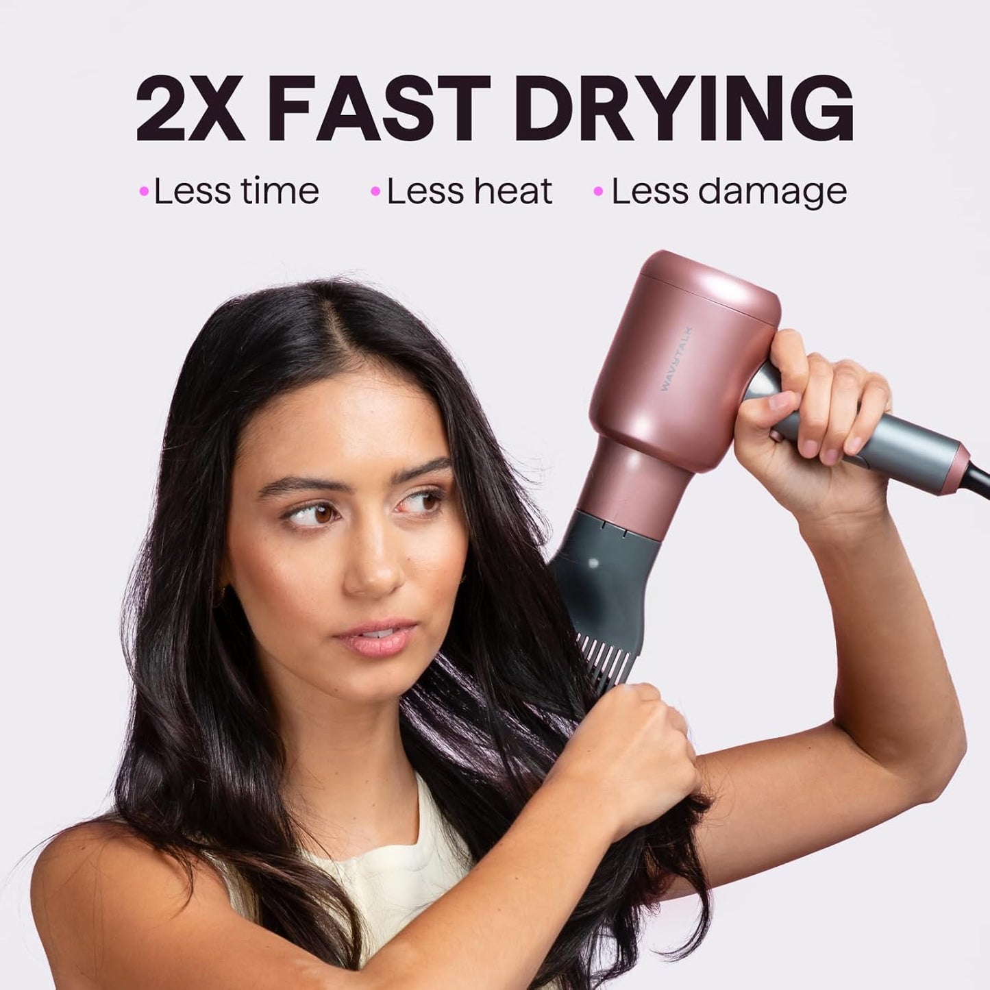 Ionic Hair Dryer for Curly Hair | 1875W Fast Drying | Diffuser & Attachments | Rose Gold