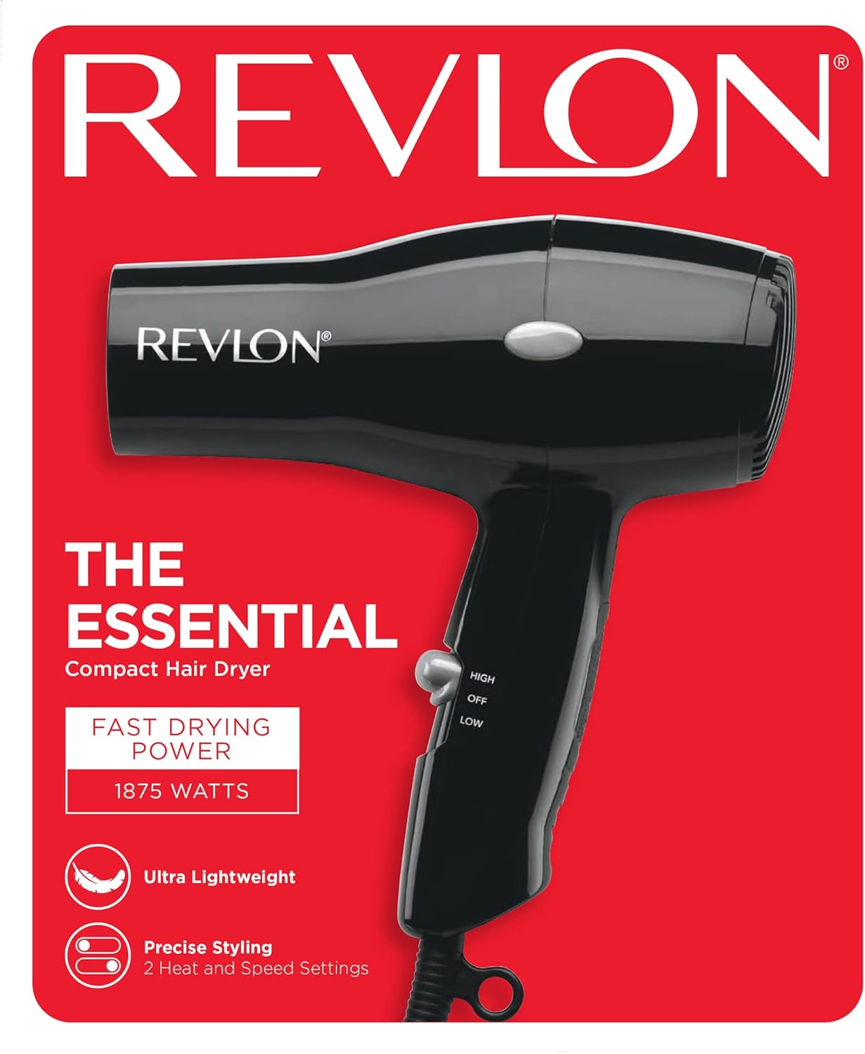 REVLON 1875W Compact Hair Dryer – Lightweight & Travel-Friendly | Yellow