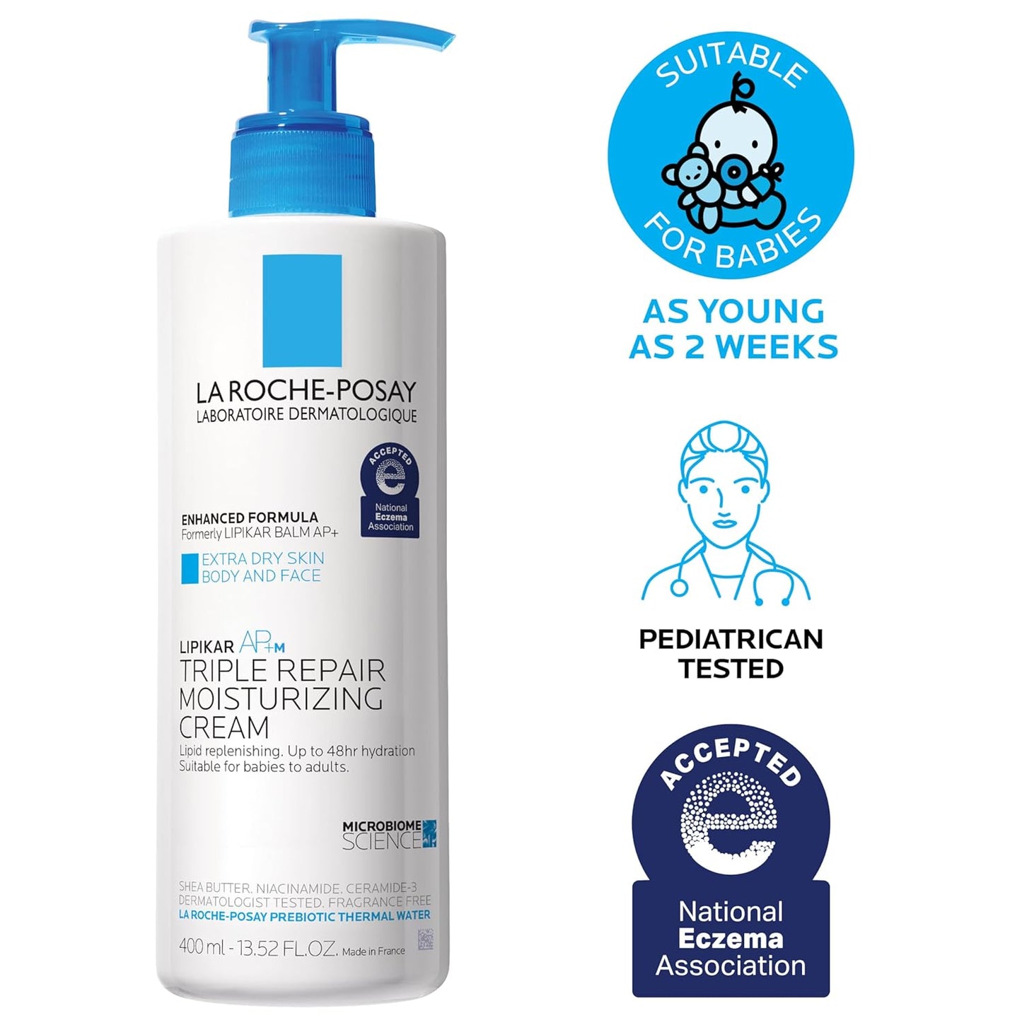 La Roche-Posay Lipikar AP+ Moisturizing Cream – Face & Body Lotion For Dry Skin | Shea Butter & Niacinamide