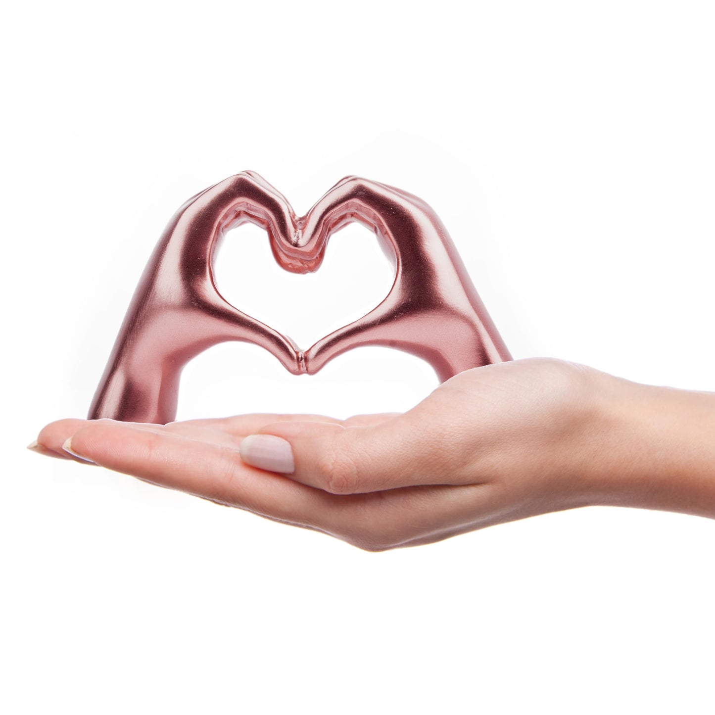 Small Heart Hands Sculpture Decor for Living Room Bedroom Bookshelf Coffe Table and Office Display, Love Finger Statue Modern Aesthetic Home Decor, Unique Gift for Wedding Christmas Birthday (Gold)