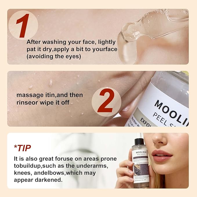 Peel Shot Glow Black and White Rice Peeling Ampoule, Soft Exfoliating Face and Body Scrub Dead Skin Cells Remover,Gentle Peel & Deep Hydration for All Skin Types (White+Black)