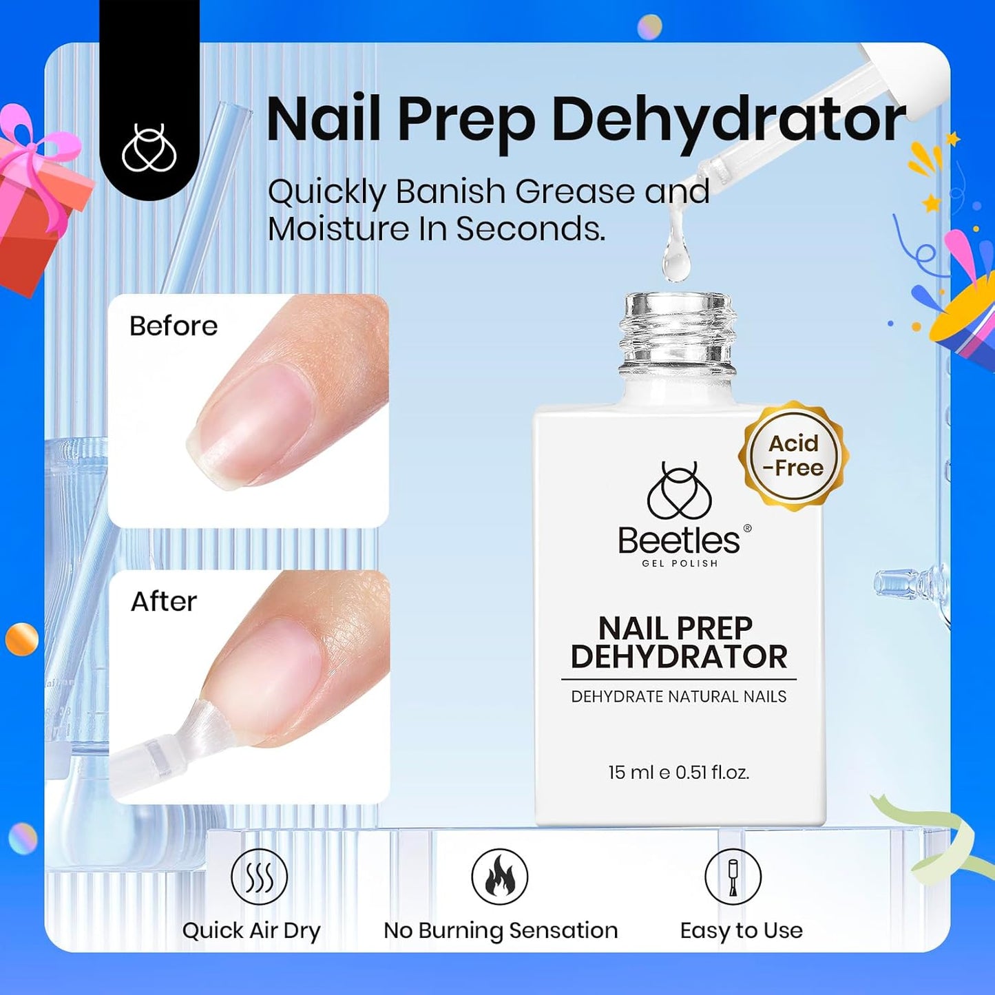 Beetles Gel Nail Polish Set – 3Pcs No Wipe Top Coat & Cuticle Oil | Glossy Shine