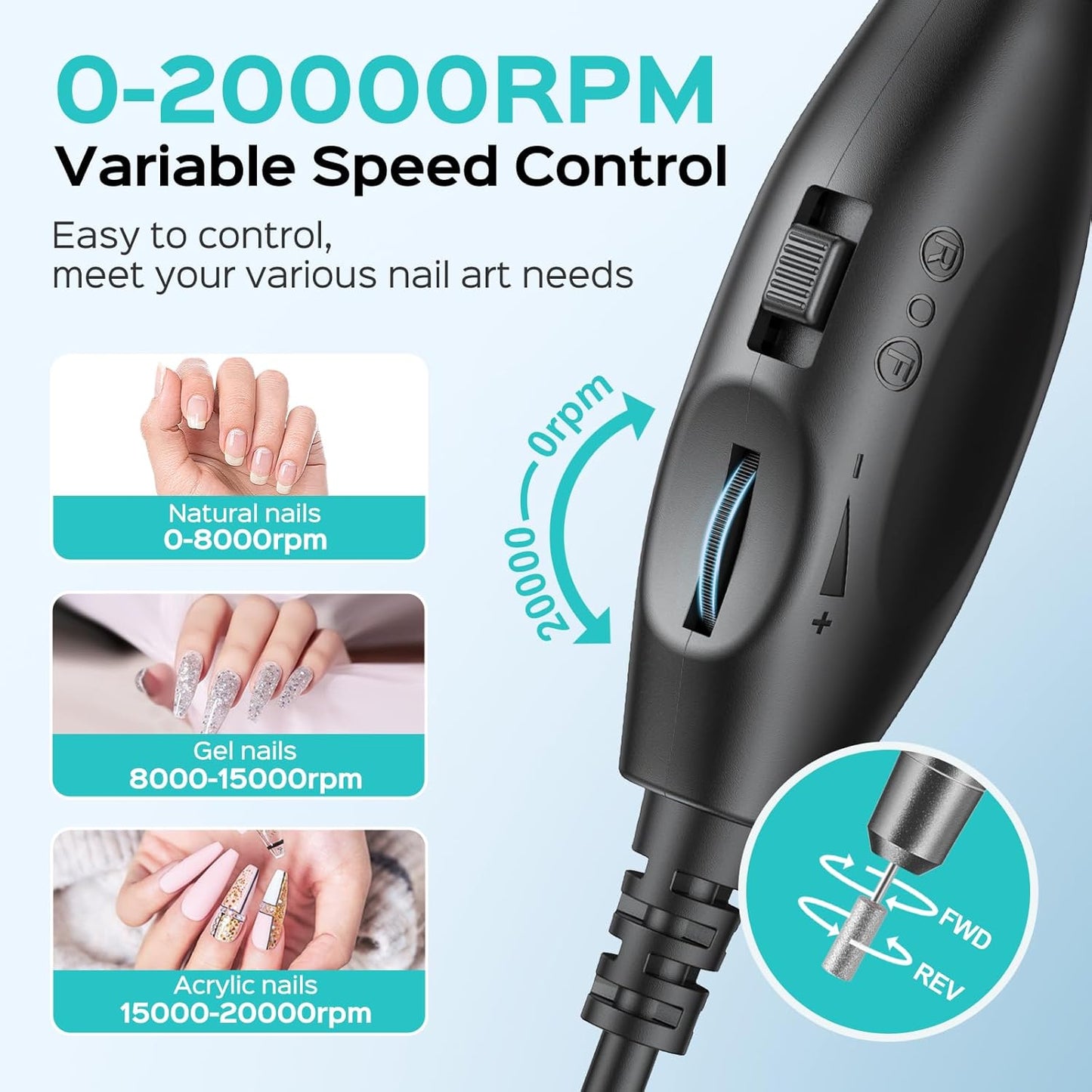 Professional Electric Nail Drill File Kit | Portable Acrylic & Gel Nail Tools