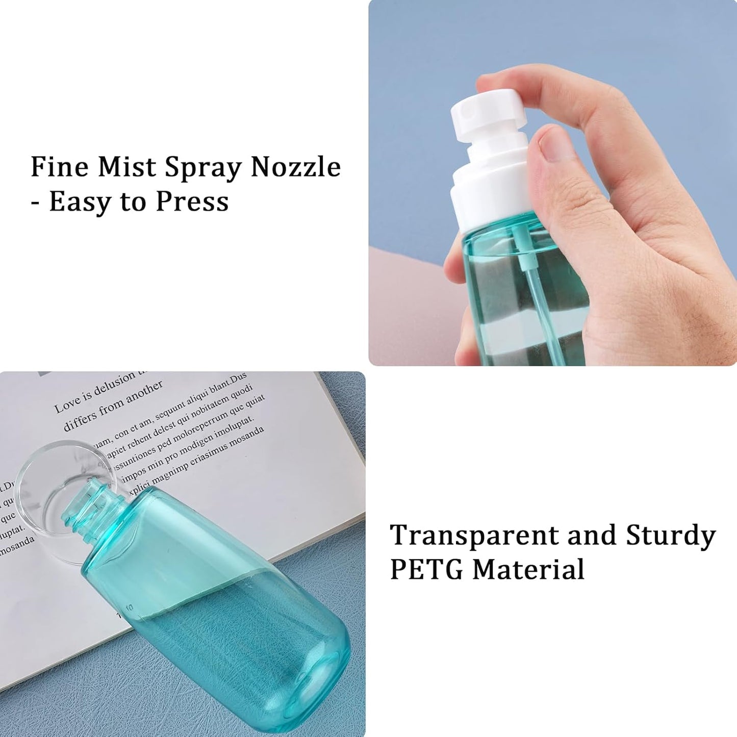 Cosywell Spray Bottle for Hair TSA Approved 3.4oz 100ml 3 Pack Leak Proof Travel Spray Bottle Empty Refillable Small Spray Bottles for Perfume Essential Oils Toners Rose Water Cosmetics (3Green)