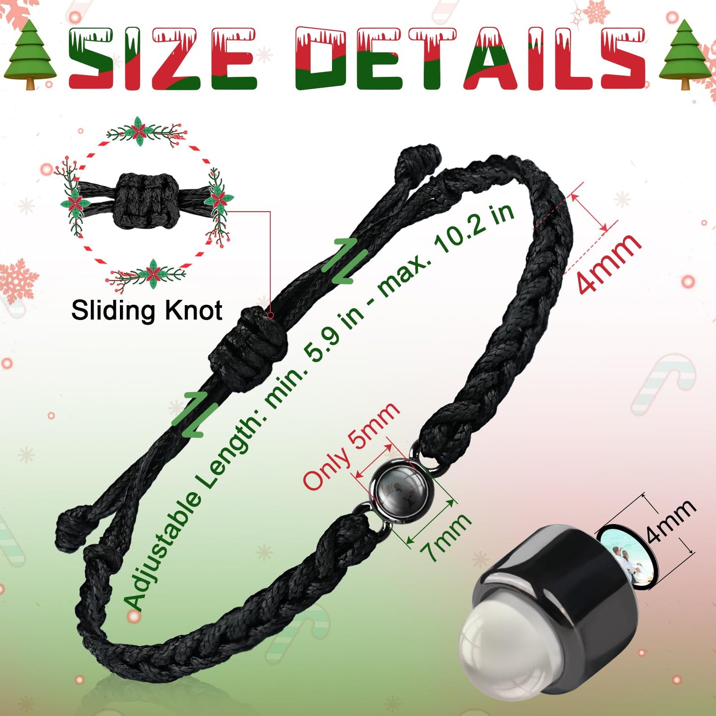 SUPHELPU Custom Bracelets with Picture inside, Personalized Circle Photo Bracelet Projection, Personalized Photo Gifts for Memorial Boyfriend Couples Christmas, Women's Identification Bracelets