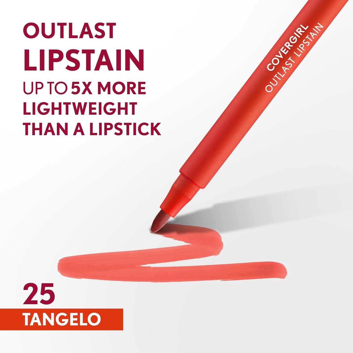 Covergirl Outlast Lipstain 25 Tangelo | Vegan, Transfer-Proof, Satin Finish