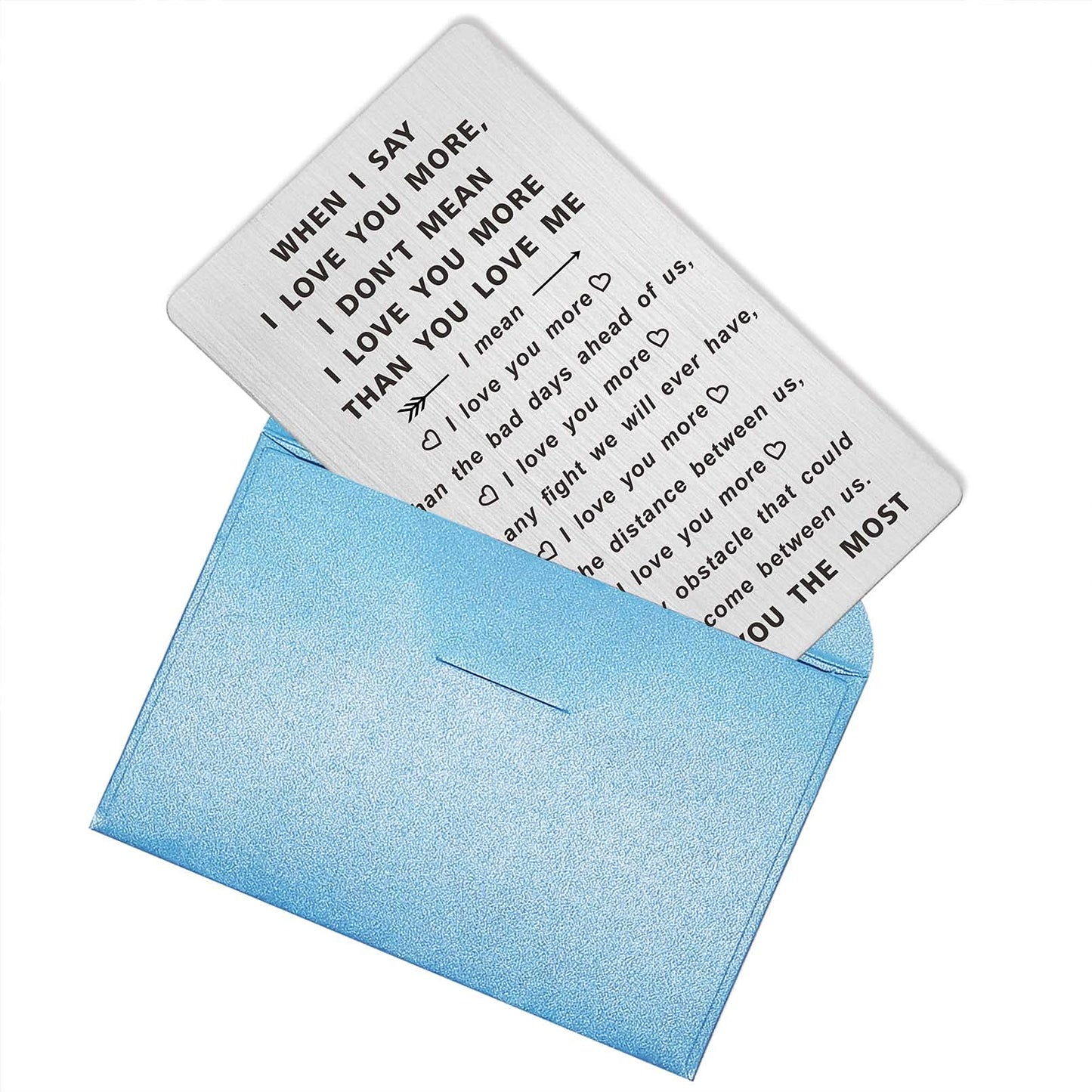 TANWIH When I Say I Love You More Wallet Card, Romantic Valentines Day Cards, I Love You Gifts for Him Her, Valentines Gifts for Men, Anniversary Card for Husband, Long Distance Present for Boyfriend