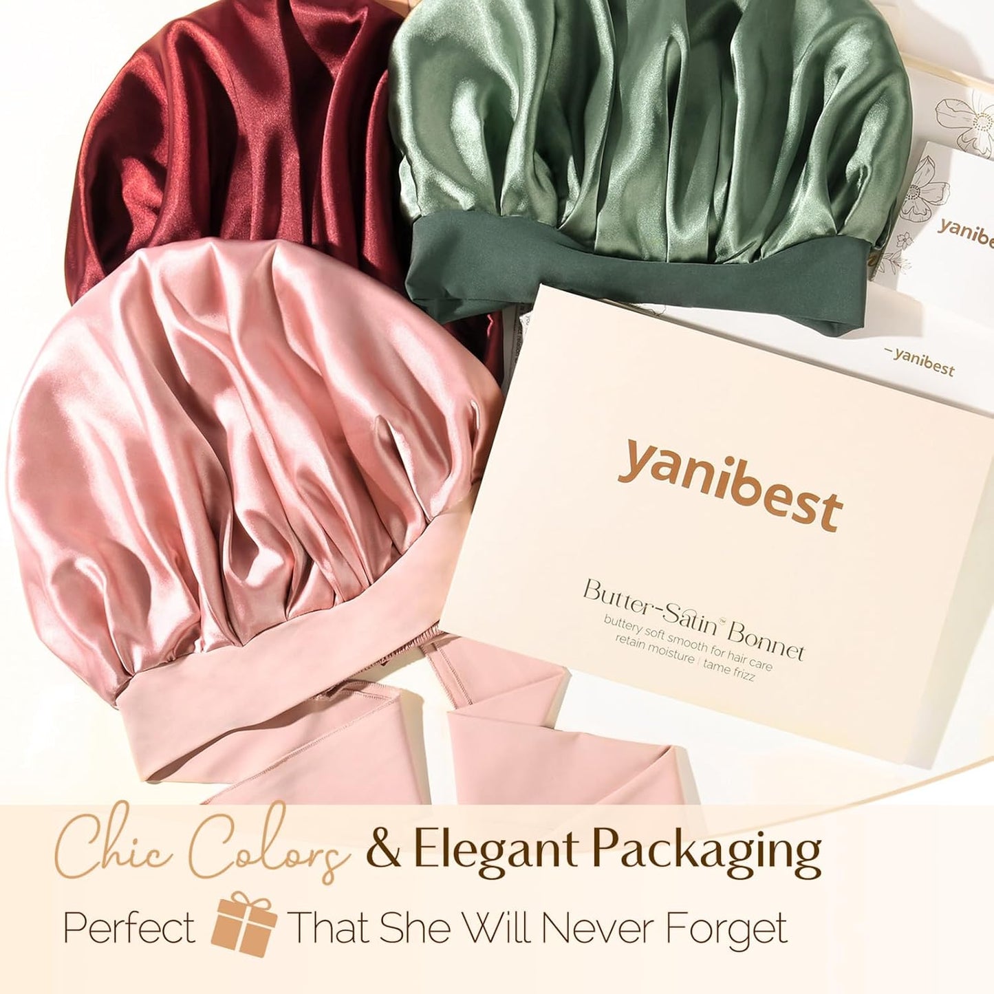 Silk Sleeping Bonnet for Women | Double Layer Satin Lined | Curly Hair, Black
